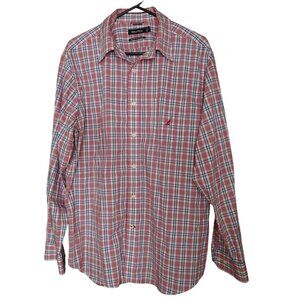 Nautica Men's L Long Sleeve Button Up Shirt Plaid Multicolor Cotton Classic Fit